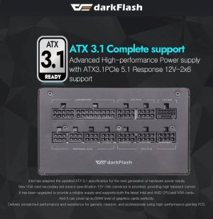 Darkflash PSU ATX 3.1 1250W Gold, Full Modular, PCIe 5.1 - PMT1250 A3