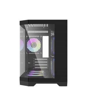 Aigo Case mATX - FT418 Black - 6 x 120 mm A-RGB fans included