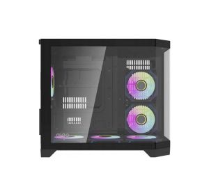 Aigo Case mATX - FT418 Black - 6 x 120 mm A-RGB fans included