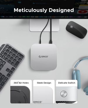Orico SSD Docking station M.2 NVMe - USB-C(10Gbps) x 1, USB3.2 x 2, USB2.0 x 2, M.2 x 1, Audio, SD/TF 4.0 - MiniLink M49P-EU-SV