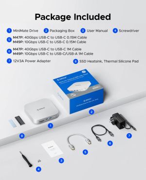 Orico SSD Docking station M.2 NVMe - USB-C(10Gbps) x 1, USB3.2 x 2, USB2.0 x 2, M.2 x 1, Audio, SD/TF 4.0 - MiniLink M49P-EU-SV