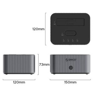 Orico Storage - HDD/M.2 Dock - 2 BAY Offline Clone 2.5/3.5/M.2 NVMe USB-C/USB-A - IT28E-C-EU-GY