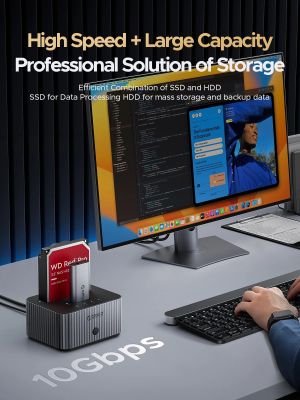 Orico Storage - HDD/M.2 Dock - 2 BAY Offline Clone 2.5/3.5/M.2 NVMe USB-C/USB-A - IT28E-C-EU-GY