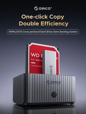 Orico Storage - HDD/M.2 Dock - 2 BAY Offline Clone 2.5/3.5/M.2 NVMe USB-C/USB-A - IT28E-C-EU-GY