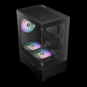 Gamdias кутия Case mATX - AURA GC9M Elite - 3 x 120 mm A-RGB, USB-C, Tempered Glass