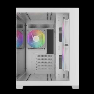 Gamdias кутия Case mATX - AURA GC10M v2 White - 3 x 120 mm A-RGB, USB-C, Tempered Glass