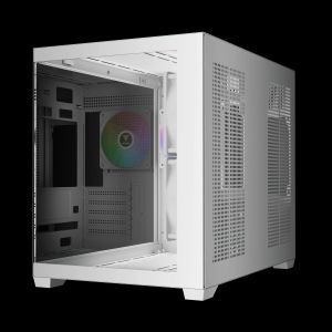 Gamdias кутия Case mATX - AURA GC10M v2 White - 3 x 120 mm A-RGB, USB-C, Tempered Glass