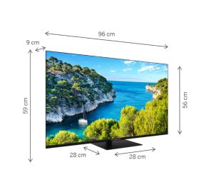 Television Thomson Smart UHD TV 43"; Google TV; 3840 x 2160 (4K UHD), 4000:1, DLED, 60 Hz, DVB-T/T2/C/S/S2, HDR10, Wi-Fi, Bluetooth, LAN, HDMI 2 (2.0) + 2 (2.1), USB 2 (2.0) + 1 (3.0), Central Swivel Stand, Black
