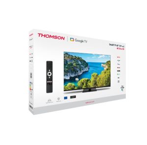 Television Thomson Smart UHD TV 43"; Google TV; 3840 x 2160 (4K UHD), 4000:1, DLED, 60 Hz, DVB-T/T2/C/S/S2, HDR10, Wi-Fi, Bluetooth, LAN, HDMI 2 (2.0) + 2 (2.1), USB 2 (2.0) + 1 (3.0), Central Swivel Stand, Black