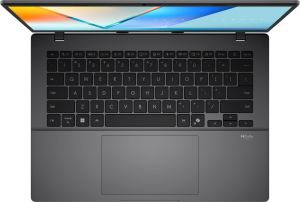 Лаптоп Asus Vivobook S M3407KA-SF030,AMD Ryzen 5 AI,14.0 OLED WUXGA(WU) 1920X1200 16:10 Bend+300nits Glare DCI-P3:95% Glare 60 Hz,16GB DDR5 (on BD),1TB SSD,Backlit Chiclet Keyboard with Num-key, No OS, Matt Grey, AI PC +Backpack