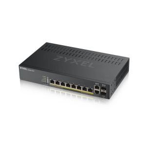 Switch ZyXEL GS1920-8HPv2, 10 Port Smart Managed Switch 8x Gigabit Copper and 2x Gigabit dual pers., hybrid mode, standalone or NebulaFlex Cloud, 130 Watt PoE, fanless