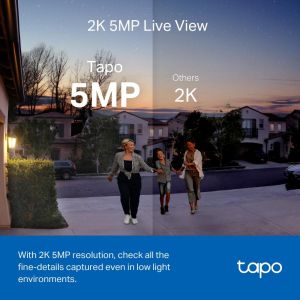 Video doorbell Tapo D230S1, 2.4Ghz, 2K 5MP, Color Night Vision, rechargeable batteries, microSD