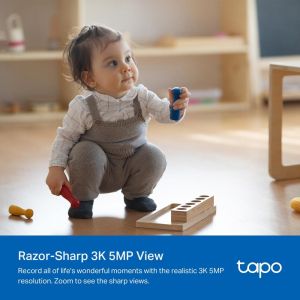Домашна охранителна WiFi камера TP-Link Tapo C232, 3K 5Mp  с AI, Pan/Tilt, LAN, WiFi,SDmicro, нощно виждане