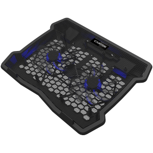 CANYON NS03, Cooling stand dual-fan with 2x2.0 USB hub, support up to 10”-15.6” laptop, ABS plastic and iron, Fans dimension:125*125*15mm(2pcs), DC 5V, fan speed: 800- 1000RPM, size: 340*265*30mm, 435g