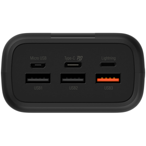 Silicon Power QX55 30.000mAh PowerBank > 500 charging cycles Triple USB-A Output, 1x Type-C In/Output , Triple input: Type-C, Micro-USB, Lightning, QC/PD, 30.000 mAh