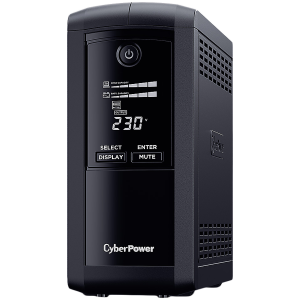 CyberPower UPS с AVR ,Line-Interactive, LCD display,700VA/390W, 4x Schuko, Runtime at 90W ( min ):33, Surge and Spike protection; VP700ELCD
