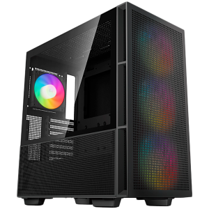 DeepCool CH560, Mid Tower, Mini-ITX/Micro-ATX/ATX/E-ATX, 1xUSB3.0, 1xType-C, 1xAudio, 3x140mm + 1x120mm Pre-Installed ARGB Fans, Tempered Glass, Mesh Panels, GPU Support Arm, Black, R-CH560-BKAPE4-G-1