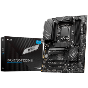 MSI Main Board Desktop PRO B760-P DDR4 II (LGA 1700, 4xDDR4,max 5333 OC, 5xPCI-E X16, 4xSATA6g, 2xM.2, RAID, 6xUSB3.2 Gen1, 4xUSB2.0, DP, HDMI, 7.1 Audio, 2.5 LAN) ATX