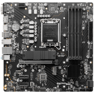 MSI PRO B760M-P, mATX, LGA 1700, Dual Channel DDR5 6800, 1x PCIe x16 slots, 2x M.2 slots, 1x HDMI, 1x DP, 1x VGA, 1x USB 3.2 Gen 2 Type-C, 1x USB 3.2 Gen 1 , 4x USB 2.0, 7.1 HD Audio, 1Gbps LAN, 3Y