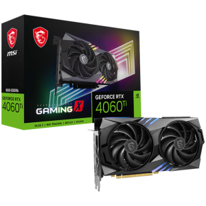 MSI Video Card Nvidia GeForce RTX 4060 Ti GAMING X 8G, 8GB GDDR6, 128bit, Effective Memory Clock: 18000MHz, Boost: 2655 MHz, 4352 CUDA Cores, PCIe 4.0, 3x DP 1.4a, HDMI 2.1a, RAY TRACING, Dual Fan, 1x 8pin, 550W Recommended PSU, 3Y