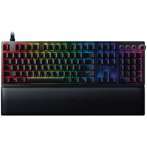 Razer Huntsman V2, Optical Gaming Keyboard with Near-zero Input Latency (Clicky Optical Switch), US Layout, Doubleshot PBT Keycaps, Sound Dampening Foam, Razer Chroma™ RGB, Up to 8000Hz polling rate, Aluminum matte top plate