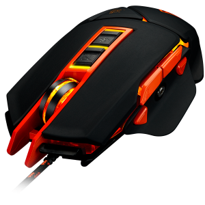 CANYON Optical gaming mouse, adjustable DPI setting 800/1000/1200/1600/2400/3200/4800/6400, LED backlight, movable weight slot and retractable top cover for comfortable usage