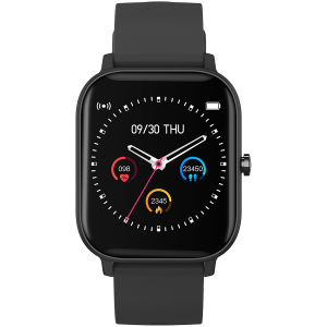 CANYON Wildberry SW-74, Smart watch, 1.3inches TFT full touch screen, Zinc+plastic body, IP67 waterproof, multi-sport mode, compatibility with iOS and android, black body with black silicon belt, Host: 43*37*9mm, Strap: 230x20mm, 45g