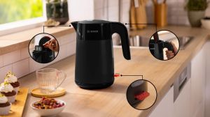 Електрическа кана Bosch TWK2M163, MyMoment Plastic Kettle, 2400 W, 1.7 l, Cup indicator, Limescale filter, Triple safety function, Black