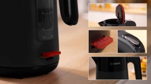 Електрическа кана Bosch TWK2M163, MyMoment Plastic Kettle, 2400 W, 1.7 l, Cup indicator, Limescale filter, Triple safety function, Black