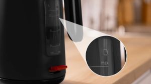 Електрическа кана Bosch TWK2M163, MyMoment Plastic Kettle, 2400 W, 1.7 l, Cup indicator, Limescale filter, Triple safety function, Black
