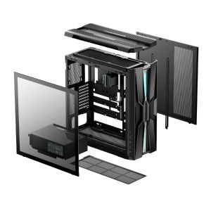 DeepCool кутия Case EATX - GENOME III - 420 mm AIO Pre-Installed, LCD Display
