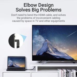Vention HDMI Right Angle 90 Degree v2.0 M / M 4K/60Hz Gold - 2M Black - AARBH