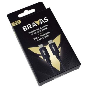 Cable BRAVAS USB Type C - Type C black 1m. QUICK CHARGE, certified