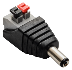 Power connector with clips for CCTV cameras (12v, 2.1/5.5mm male).