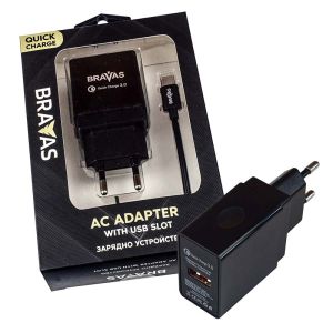 BRAVAS charger, USB Type A - Type C for wall QUICK CHARGE 3.0, certified