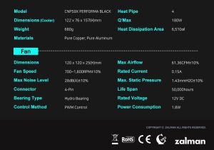 Zalman охладител за процесор CPU Cooler CNPS9X PERFORMA BLACK
