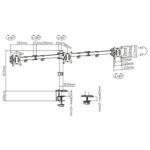 Gembird Стойка за монитор Monitor Mount - MA-D3-01 - 3 Monitor