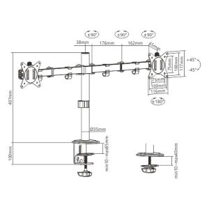 Gembird Стойка за монитор Monitor Mount - MA-D2-01 - 2 Monitor