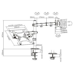 Gembird Monitor Mount with Laptop holder - MA-DA-03