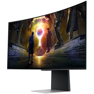 Monitor LED Samsung LS34DG850SUXDU Odyssey G85SD, 34" Ultra WQHD Curved 1800R 21:9 (3440x1440) OLED 174Hz, 250 cd/m2, 1m:1, HDR400, 0.03ms (GTG), 178/178, FreeSync, 1xDP 2xHDMI, USB Hub, Speakers 3.5 Jack, Remote, 2Y