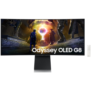 Monitor LED Samsung LS34DG850SUXDU Odyssey G85SD, 34" Ultra WQHD Curved 1800R 21:9 (3440x1440) OLED 174Hz, 250 cd/m2, 1m:1, HDR400, 0.03ms (GTG), 178/178, FreeSync, 1xDP 2xHDMI, USB Hub, Speakers 3.5 Jack, Remote, 2Y