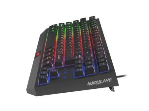 Tastatură caiboard Fury Gaming, Hurricane TKL, iluminare de fundal curcubeu, aspect SUA