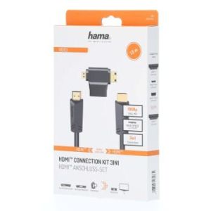 Cablu HAMA 205162, HDMI tată - HDMI tată, + adaptor HDMI (mini/micro), 1,5 m, Negru