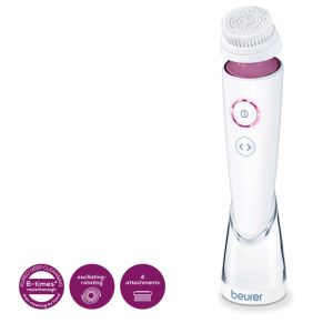 Facial device Beurer FC 95 Pureo Deep Cleansing, Facial brush, oscillating rotation, 2 rotation settings, 3 speeds, 1 attachment , water-resistant, Lithium-ion battery, charger, 4 brush attachments