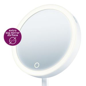 Oglindă cosmetică Beurer BS 45 oglindă cosmetică iluminată, lumină LED, senzor tactil, mărire 5x, funcție de dimmer, tavă de depozitare