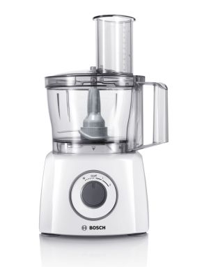 Kitchen robot Bosch MCM3100W, Kitchen machine, MultiTalent 3, 800 W, BPA, plastic bowl 2.3 l , Double-sided stainless steel disc for cutting and shredding, Dough attachment, white