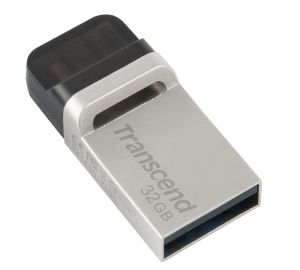 Memorie Transcend 32GB, JF880, OTG, USB3.0, argintiu