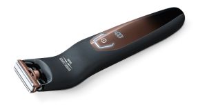 Toaletă corporală Beurer HR 6000, Lamă de bărbierit cu două fețe și accesoriu rotativ cu 13 lungimi diferite de tăiere pentru corp și față, funcție de încărcare rapidă, afișaj LED, rezistent la apă