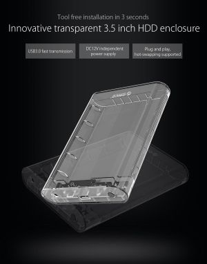 Cutie de discuri Orico Depozitare - Carcasa - 3.5 inch USB3.0 transparent - 3139U3