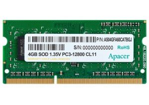 Memorie Apacer 4 GB Memorie pentru notebook - DDR3 SODIMM 512x 8, tensiune joasă 1,35 V PC12800 la 1600 MHz